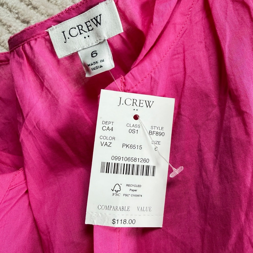 J.Crew BF890 Midi Dress Women's 6 Pink Barbiecore Preppy Modest Work Summer - Picture 3 of 12